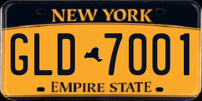 NY license plate GLD7001