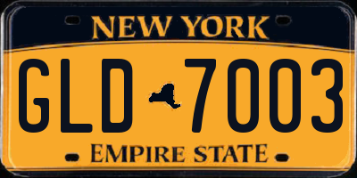 NY license plate GLD7003