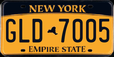 NY license plate GLD7005