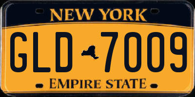 NY license plate GLD7009