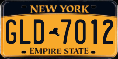 NY license plate GLD7012