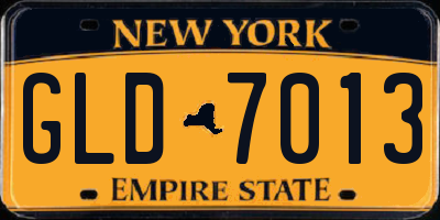 NY license plate GLD7013