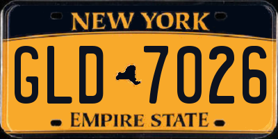 NY license plate GLD7026