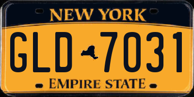 NY license plate GLD7031