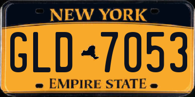 NY license plate GLD7053