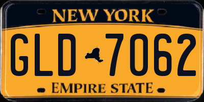 NY license plate GLD7062