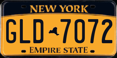 NY license plate GLD7072