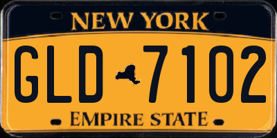 NY license plate GLD7102