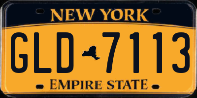 NY license plate GLD7113