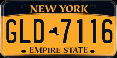 NY license plate GLD7116