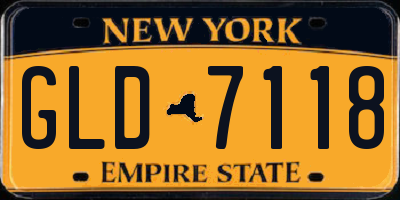 NY license plate GLD7118