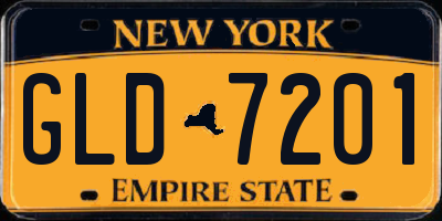 NY license plate GLD7201