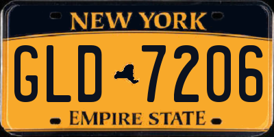 NY license plate GLD7206