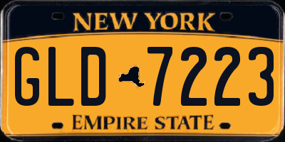 NY license plate GLD7223