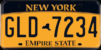 NY license plate GLD7234