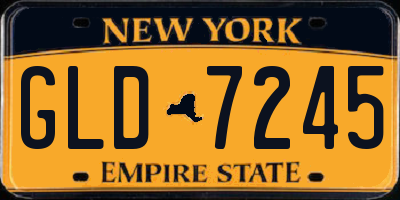 NY license plate GLD7245