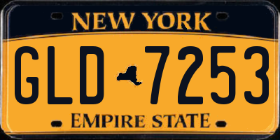 NY license plate GLD7253