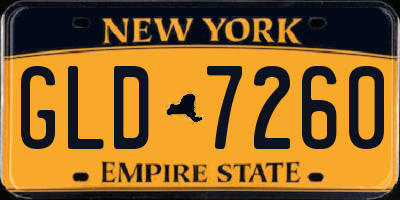 NY license plate GLD7260
