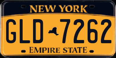 NY license plate GLD7262