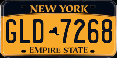 NY license plate GLD7268