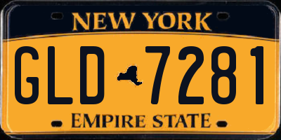 NY license plate GLD7281