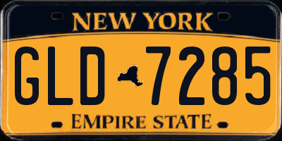 NY license plate GLD7285