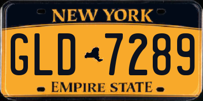 NY license plate GLD7289