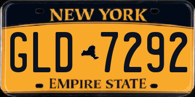 NY license plate GLD7292