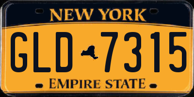 NY license plate GLD7315
