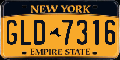 NY license plate GLD7316