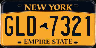 NY license plate GLD7321