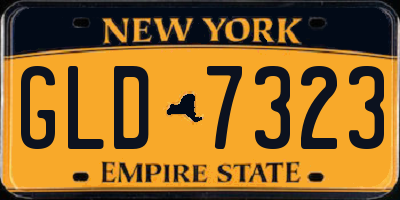 NY license plate GLD7323
