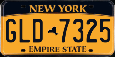 NY license plate GLD7325