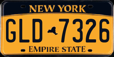 NY license plate GLD7326