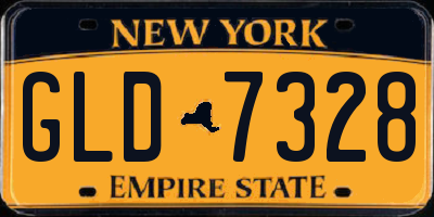 NY license plate GLD7328