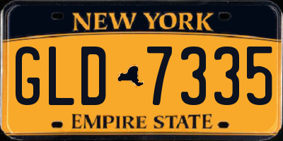 NY license plate GLD7335