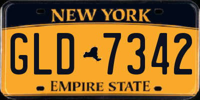 NY license plate GLD7342