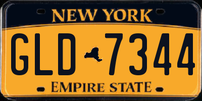 NY license plate GLD7344
