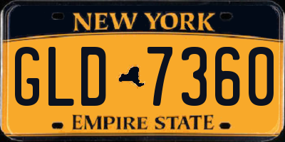 NY license plate GLD7360
