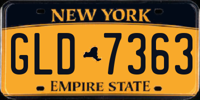 NY license plate GLD7363