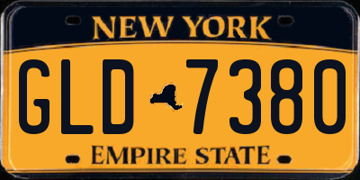 NY license plate GLD7380