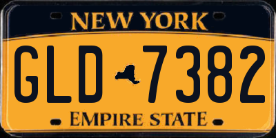 NY license plate GLD7382