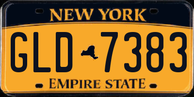NY license plate GLD7383