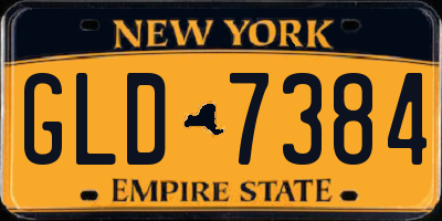 NY license plate GLD7384