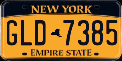 NY license plate GLD7385