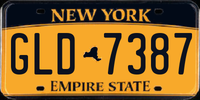 NY license plate GLD7387