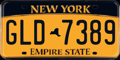 NY license plate GLD7389