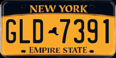 NY license plate GLD7391