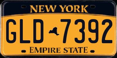 NY license plate GLD7392