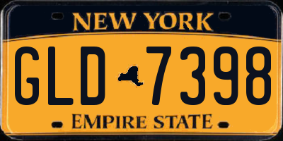 NY license plate GLD7398